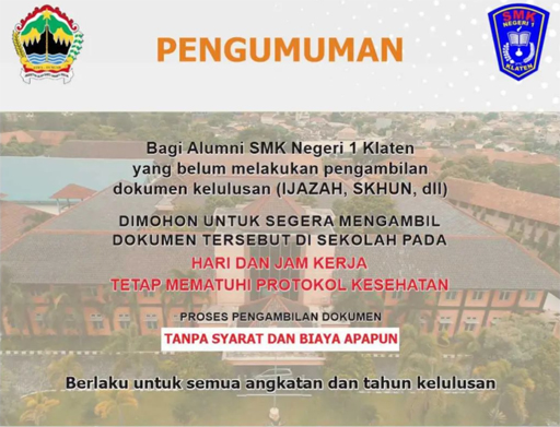 Pengumuman Pengambilan Dokumen Kelulusan